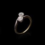 Ring - 18 karaat Geel goud, Antieke 18kt Gouden Toi et Moi, Sieraden, Tassen en Uiterlijk, Ringen, Nieuw