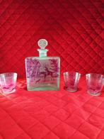 Karaf (4) - bewerkt glas - Prachtige decanteerkaraf, Antiek en Kunst