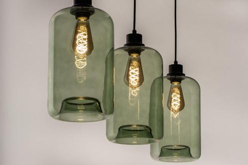 Rietveld Hanglampen - Zwart, Groen - Glas, Huis en Inrichting, Lampen | Hanglampen, Verzenden