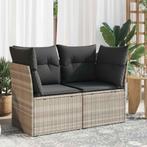 vidaXL Tuinbank 2-zits met kussens poly rattan lichtgrijs, Tuin en Terras, Tuinsets en Loungesets, Verzenden, Nieuw, Rotan