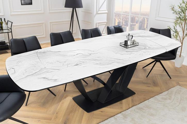 Uitschuifbare eettafel PAPILLON 180-260cm wit keramiek, Huis en Inrichting, Tafels | Eettafels, Ophalen of Verzenden