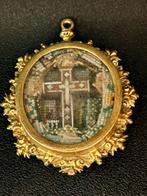 Reliekhouder - Glas, Messing, Textiel, parelmoer - 1650-1700, Antiek en Kunst