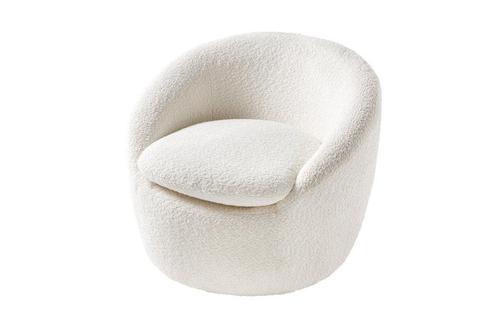 Fauteuil BABYLON 360Â° draaibaar boucle wit - 43531, Huis en Inrichting, Fauteuils, Ophalen of Verzenden