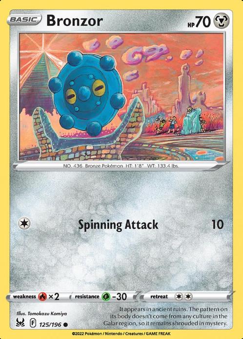 Bronzor 125/196 Reverse Holo lost Origin, Hobby en Vrije tijd, Verzamelkaartspellen | Pokémon, Losse kaart, Nieuw, Foil, Ophalen of Verzenden
