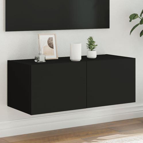 vidaXL Tv-wandmeubel met LED-verlichting 80x35x31 cm zwart, Huis en Inrichting, Kasten | Televisiemeubels, Nieuw, Overige houtsoorten