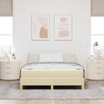 vidaXL Boxspring bed Crème en bruin 140 x 200 cm, Huis en Inrichting, Slaapkamer | Bedden, Verzenden, Nieuw, Crème, Stof