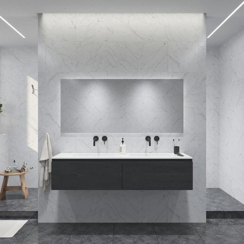 Badkamermeubelset Gliss Eros 180 cm Met Wastafel Zwart Eiken, Doe-het-zelf en Verbouw, Sanitair, Bad, Nieuw, Ophalen of Verzenden