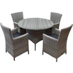 Capri Riccione dining tuinset 110 cm rond 5-delig wit, Ophalen of Verzenden, Nieuw, Wicker