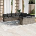 vidaXL 11-delige Loungeset met kussens poly rattan grijs, Tuin en Terras, Verzenden, Nieuw, Rotan, Loungeset
