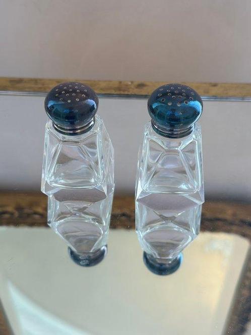 Elegantes Streuer-Set – Glasbehälter mit 925er Silberdeckeln, Antiek en Kunst, Antiek | Goud en Zilver