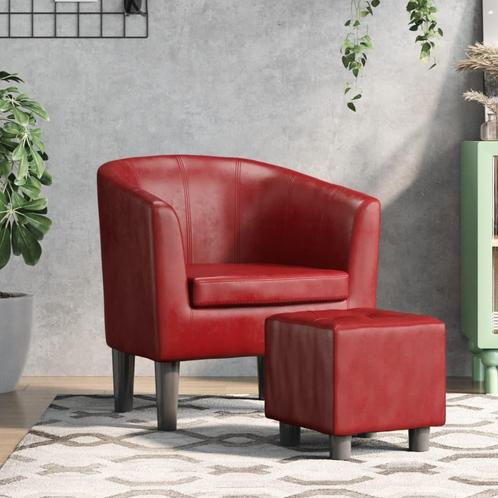 vidaXL Kuipstoel met voetenbankje kunstleer wijnrood, Huis en Inrichting, Fauteuils, Nieuw, Verzenden