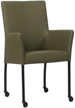 Olijfgroene leren moderne eetkamerstoel - Toledo Leer Olive, Huis en Inrichting, Stoelen, Overige kleuren, Nieuw, Leer, Ophalen of Verzenden