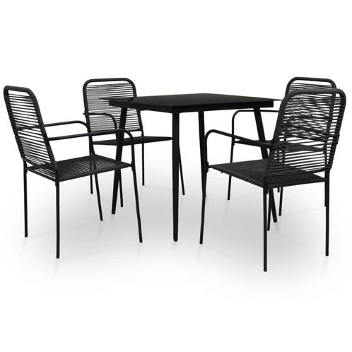 vidaXL 5-delige Tuinset katoenen touw en staal zwart, Tuin en Terras, Tuinsets en Loungesets, Tuinset, Nieuw, 4 zitplaatsen, Rvs