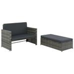 vidaXL 2-delige Loungeset met kussens poly rattan grijs, Verzenden, Nieuw, Rotan, Loungeset