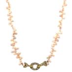 Parel collier met een gouden sluiting met diamant 42 cm 14, Ophalen of Verzenden, Nieuw