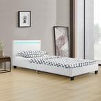 Gestoffeerd Bed Verona - 90 x 200 cm - Wit - LED verlichting, Huis en Inrichting, Verzenden, Nieuw
