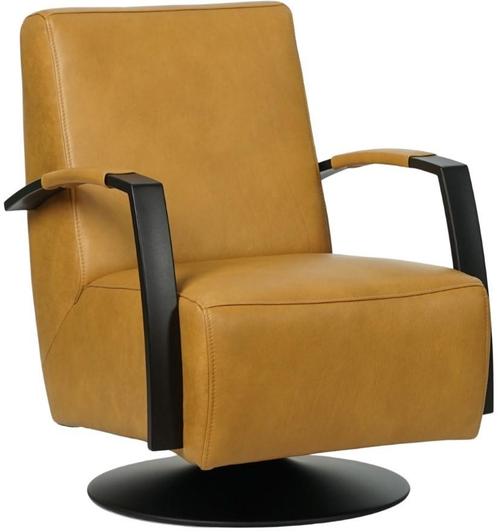 Cognac leren industriële draaifauteuil - staal zwart frame m, Huis en Inrichting, Fauteuils, 50 tot 75 cm, 75 tot 100 cm, Nieuw
