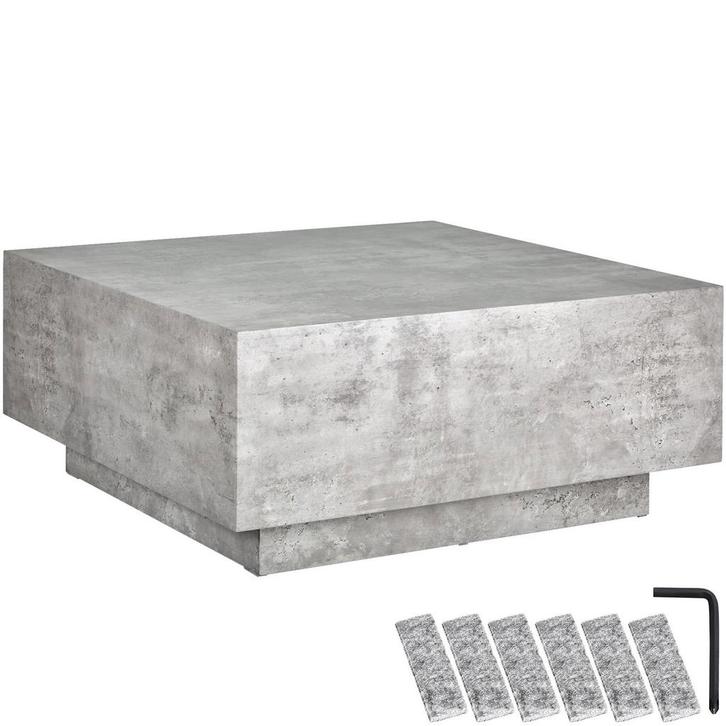 Salontafel Lasley met voet, draagkracht 45 kg - Betonlook, 8, Huis en Inrichting, Tafels | Salontafels, Verzenden
