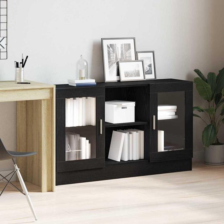 vidaXL Dressoir Zwart 120 x 30.5 x 70 cm Bewerkt hout, Huis en Inrichting, Kasten | Dressoirs, Nieuw, Minder dan 50 cm, Overige houtsoorten