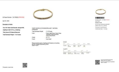 Armband - 14 karaat Geel goud - 11.43ct. tw. Diamant, Sieraden, Tassen en Uiterlijk, Armbanden