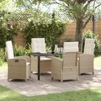 vidaXL 5-delige eetset voor in de tuin met kussens, beige, Tuin en Terras, Tuinstoelen, Verzenden, Nieuw, Rotan