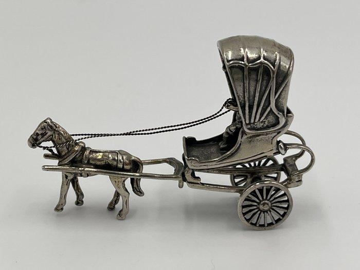 Miniatuur figuur - koets met koetsier. - Zilver, Antiek en Kunst, Antiek | Goud en Zilver