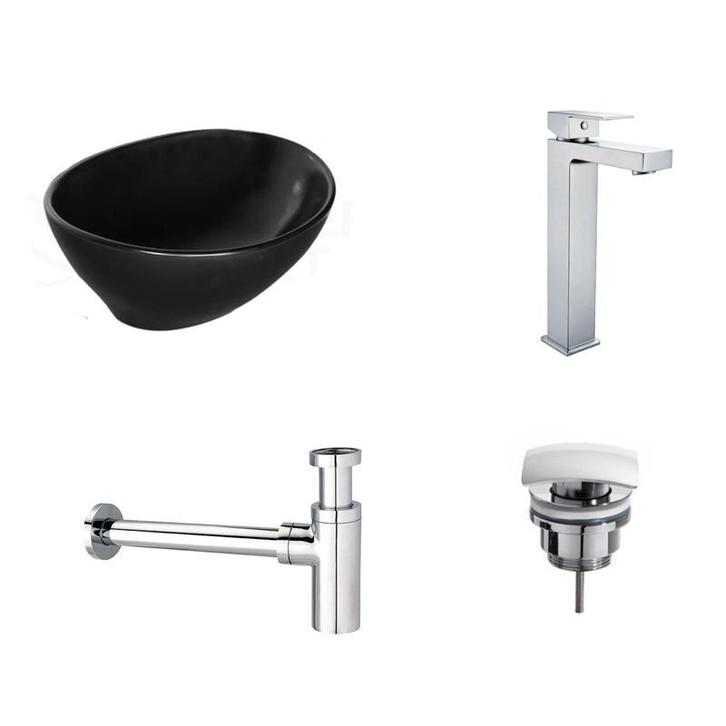 Sani Royal Keramische Waskomset Nero Mat Zwart, Doe-het-zelf en Verbouw, Sanitair