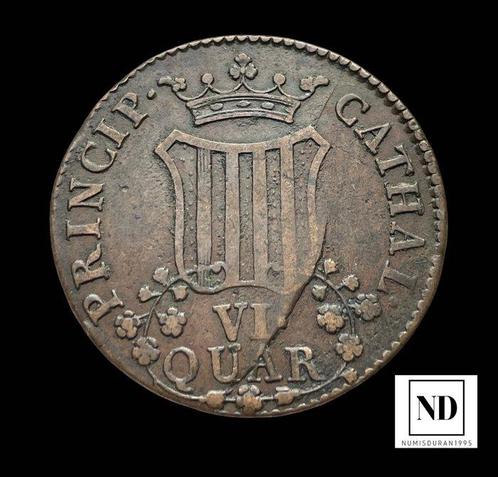 Koninkrijk Spanje. Fernando VII. 6 Quartos 1814 - Barcelona, Postzegels en Munten, Munten | Europa | Niet-Euromunten