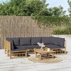 vidaXL 7-delige Loungeset met kussens bamboe donkergrijs, Verzenden, Nieuw, Hout, Loungeset