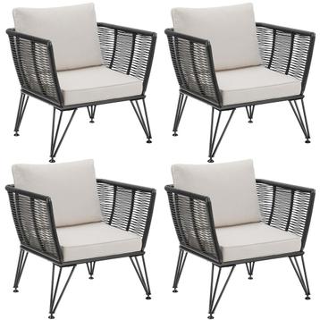 Loungestoelen set Sundo in touwdesign - Set van 4 beschikbaar voor biedingen