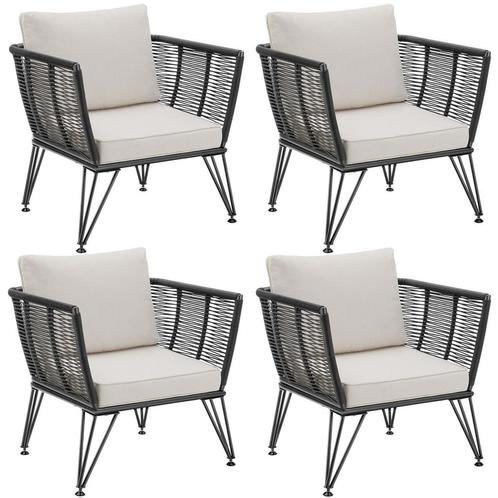 Loungestoelen set Sundo in touwdesign - Set van 4, Tuin en Terras, Tuinsets en Loungesets, Verzenden