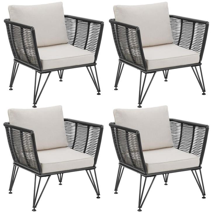 Loungestoelen set Sundo in touwdesign - Set van 4, Tuin en Terras, Tuinsets en Loungesets, Verzenden