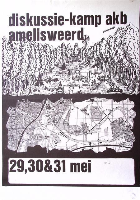 vintage poster over diskussie-kamp akb amelisweerd (Posters), Verzamelen, Posters, Nieuw, Overige onderwerpen, Met lijst, Verzenden