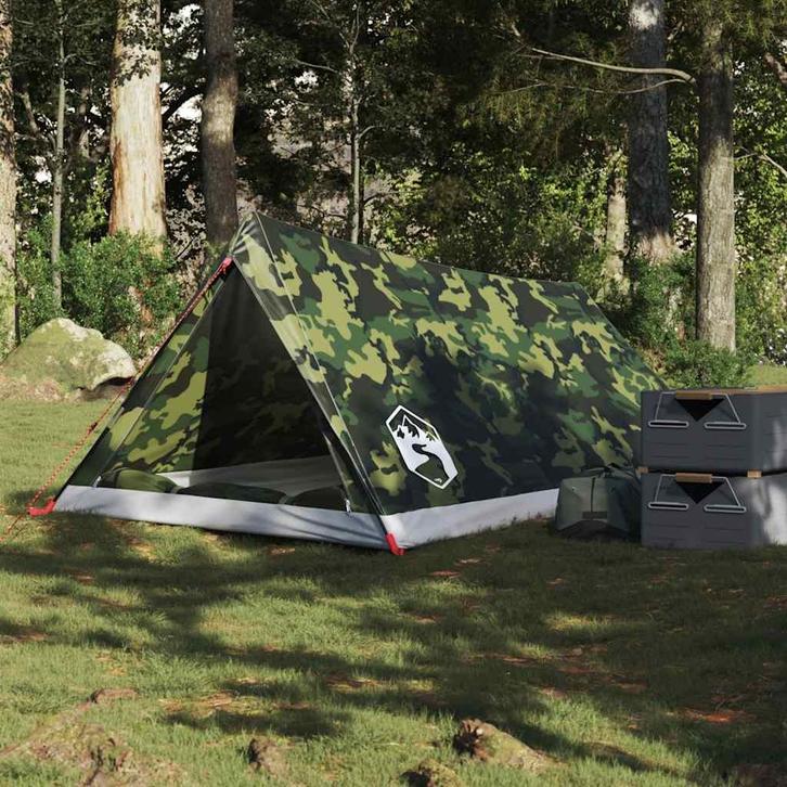 vidaXL Tent 2-persoons waterdicht camouflage, Caravans en Kamperen, Tenten, Nieuw, tot en met 2, Verzenden