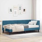 vidaXL Hoekbedframe met Matras Anders 2 pcs Blauw Fluweel, Verzenden, Nieuw, Blauw, Stof
