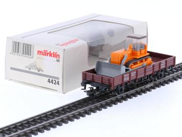 Schaal H0 Märklin 4424 Lageboordwagen met bulldozer van d.. beschikbaar voor biedingen