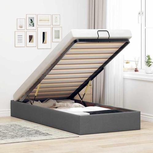 vidaXL Bedframe zonder matras 90x200 cm stof donkergrijs, Huis en Inrichting, Slaapkamer | Bedden, 90 cm, 200 cm, Grijs, Eenpersoons