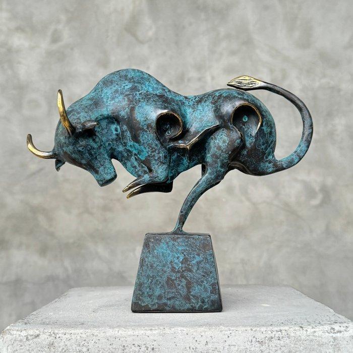 sculptuur, NO RESERVE PRICE - Cubist Bull on Stand - 22 cm -, Antiek en Kunst, Kunst | Designobjecten