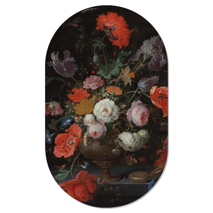 Muurovaal Stilleven Bloemen - S - 60 x 37 cm, Huis en Inrichting, Woonaccessoires | Wanddecoraties, Verzenden