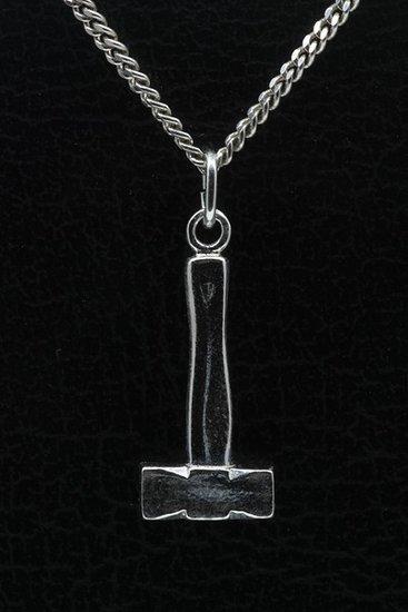 Zilveren Moker hamer ketting hanger, Sieraden, Tassen en Uiterlijk, Kettinghangers, Verzenden