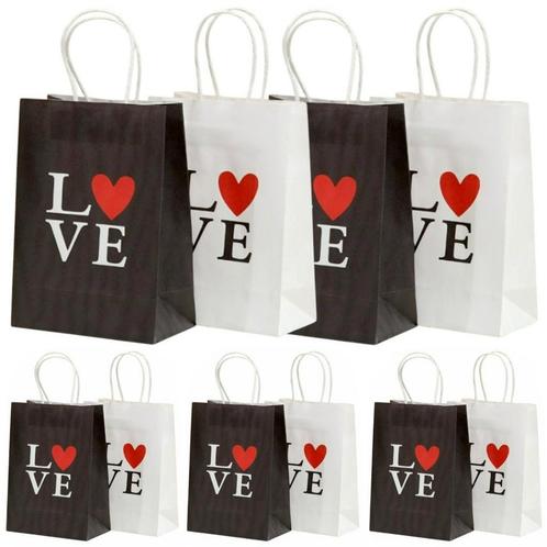 Fako Bijoux® - 12 Papieren Uitdeeltasjes Love - 15x8x21cm -, Diversen, Cadeauverpakkingen, Verzenden