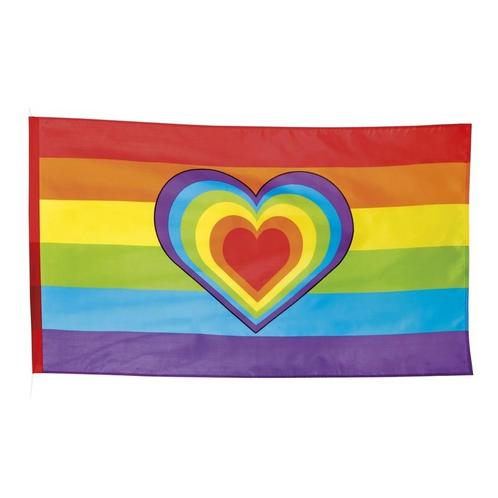 Vlag met regenboog hartjes print 90 x 150 cm - Vlaggen, Hobby en Vrije tijd, Feestartikelen, Verzenden