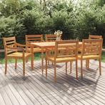 vidaXL 7-delige Tuinset massief teakhout, Tuin en Terras, Verzenden, 6 zitplaatsen, Teakhout, Nieuw