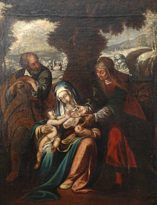 Italiaanse school (XVII), Werkplaats van - Heilige Familie, Antiek en Kunst, Kunst | Schilderijen | Klassiek