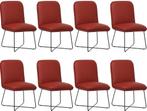 Set van 8 Rode leren industriële design eetkamerstoelen - To, Nieuw, Vijf, Zes of meer stoelen, Modern, Leer
