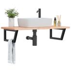 vidaXL Badkamer wandschap staal en massief beukenhout, Verzenden, Nieuw