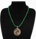 Zilver, Smaragd - Boeddhistische ketting - Gouden vissen -