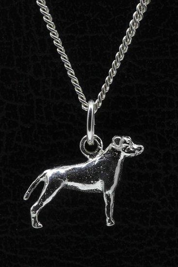 Zilveren Amerikaanse pitt bull terrier oren gecoupeerd ke..., Sieraden, Tassen en Uiterlijk, Kettinghangers, Verzenden