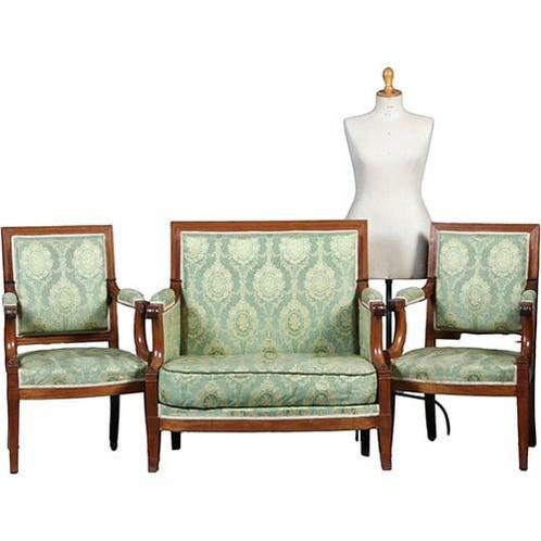 Empire bankje + 2 zetels incl  bekleding naar wens massief m, Antiek en Kunst, Antiek | Meubels | Stoelen en Banken, Ophalen of Verzenden