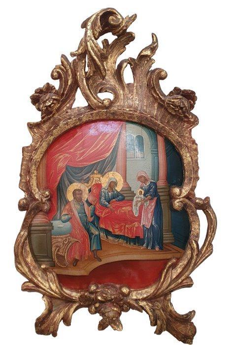 Icoon - Geboorte van Maria - Egg tempera verf op onlevkas op, Antiek en Kunst, Kunst | Niet-Westerse kunst